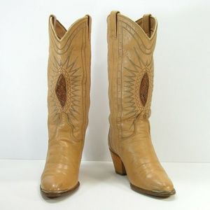 Vintage ACME Tan Woman's Cowboy Boots Size 8